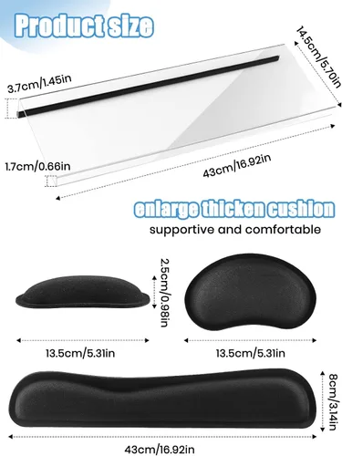 Vista 2 de Kalolary Soporte de teclado de computadora inclinado de acrílico de 3 piezas con reposamuñecas para mouse y teclado, juego de soporte para teclado