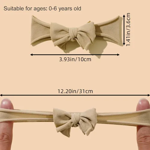 Vista 7 de 6 diademas de nailon suave con moños para bebé, accesorios elásticos para el cabello para recién nacidos, niños pequeños (multicolor)