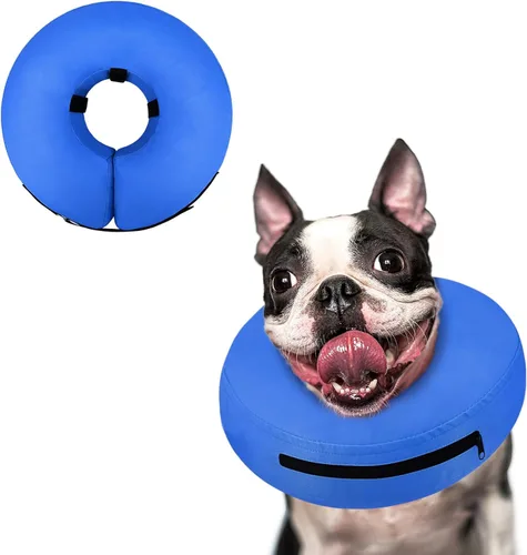Vista 24 de Supet Collar Inflable de Cono para Perros Grandes, Medianos y Pequeños, Collar de Cono Suave para Perros y Gatos, ECollar de Cuello en Forma de Dona