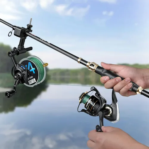 Vista 9 de PLUSINNO Bobina de línea de pesca con función de desenrollado, estación de carrete versátil para varillas gruesas y finas, funciona con carretes