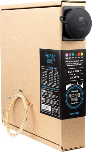 Vista 30 de Cuerdas para guitarra acústica de bronce fosforado D'Addario, blanco negro rojo azul