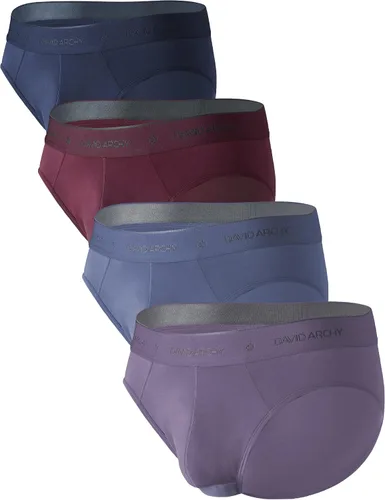 Vista 9 de DAVID ARCHY Ropa interior para hombre de modal ultra suave con doble bolsa, calzoncillos tipo brief con soporte cómodo y ligero para hombres Negro