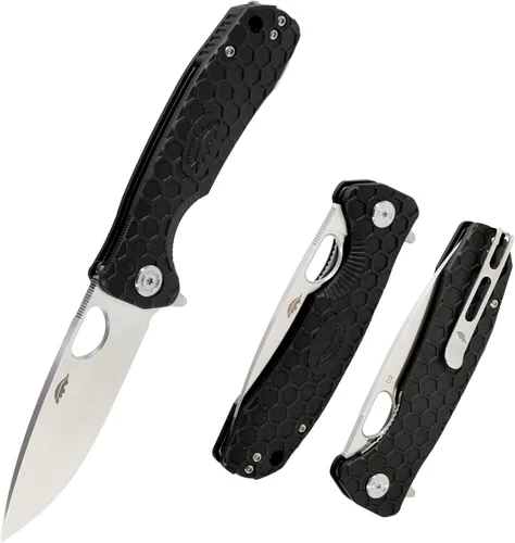 Honey Badger Cuchillo de bolsillo mediano EDC Drop Point Cuchillo utilitario plegable hoja de acero de 3.2 pulgadas, clip de bolsillo reversible -