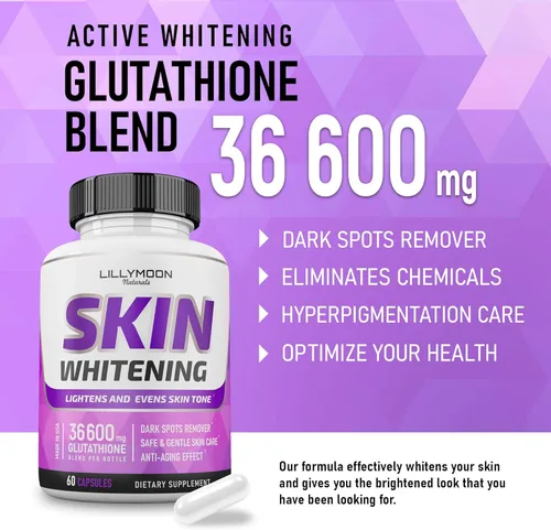 Vista 2 de LILYMOON Píldoras Blanqueadoras de Glutatión Píldoras para Blanquear la Piel - Fórmula para Blanquear la Piel - Píldoras de Glutatión para Blanquear