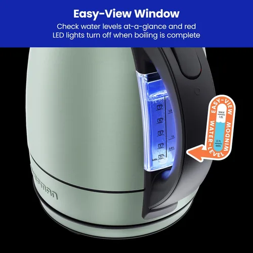 Vista 33 de Chefman Hervidor eléctrico, hervidor eléctrico de acero inoxidable de 1.8 litros con apagado automático, luces LED, protección para hervir y secar