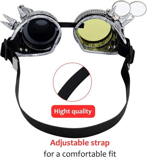Vista 4 de FUTATA Steampunk - Gafas de sol con lentes de colores y lupa ocular gafas steampunk góticas cosplay punk para hombres y mujeres