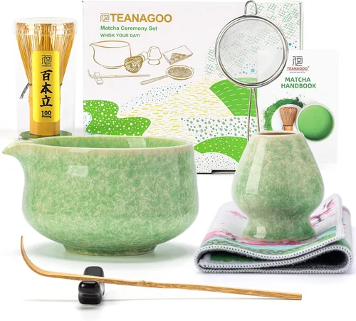 Vista 14 de TEANAGOO 7 piezas juego de batidor matcha, juego de matcha para ceremonia, juego de matcha Junware-Azul, juego de té matcha para hacer