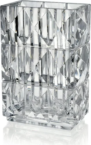 Clear Crystal Flower Vase Heavyweight Glass Centerpiece Modern Rectangular Decorative Vases for Living Room Minimalist Home Decor Securely Packaged