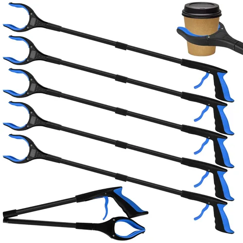 Vista 15 de Herramienta de recolección de basura resistente de 6 piezas - Agarrador telescópico ligero de 32 pulgadas con mango ergonómico, agarre