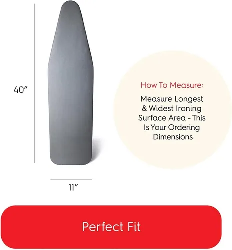 Vista 4 de TIVIT Fundas para tabla de planchar de 11 x 40 pulgadas, duraderas almohadillas de silicona reflectantes Alumitek PRO son resistentes al calor y a