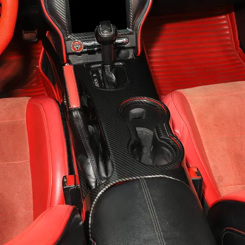 Vista 7 de RT-TCZ Cubierta de fibra de carbono para consola central de cambio de marchas, marco de portavasos, kit de decoración interior, accesorios para Ford