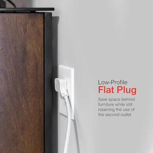 Vista 5 de GE UltraPro - Protector de sobretensión, 6 salidas, cable de extensión trenzado, enchufe plano, cable de alimentación largo, montaje en pared 2