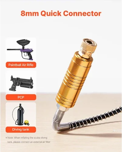 Vista 5 de Compresor de aire PCP, compresor de tanque de buceo de 4500PSI/30Mpa, compresor de pistola de aire PCP DC12V/AC110V parada manual, bomba