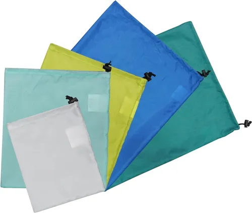 MOUNTAINLODGE Juego de 5 bolsas pequeñas con cordón, bolsas ultraligeras con 5 colores para camping, senderismo, viajes o uso como bolsa de