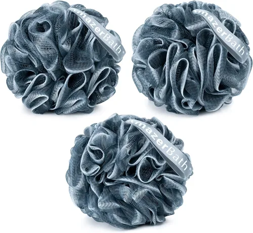 Vista 13 de AmazerBath Esponja de lufa, esponja de ducha para hombres y mujeres, juego de 3 esponjas clásicas con borde blanco y negro, esponja de baño de 2.12