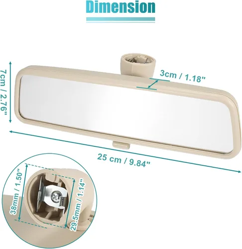 Vista 4 de X AUTOHAUX Espejo retrovisor interior del coche espejo retrovisor interior beige para Volkswagen Passat B5 1999-2001 para Jetta MK4 1999-2005