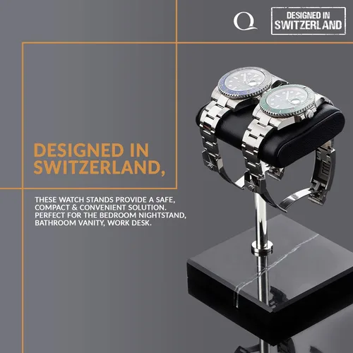 Vista 3 de Soporte para reloj Base de mármol natural de cuero de napa italiano hecho a mano Soporte de exhibición para reloj complementa todos los relojes