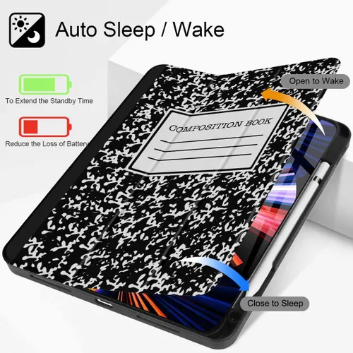 Vista 2 de Tuiklol Funda para iPad Pro de 12.9 pulgadas de 6ª/5ª/4ª/3ª/3ª generación 2022 2021 2020 2018 - Soporte para lápiz integrado, cubierta trasera