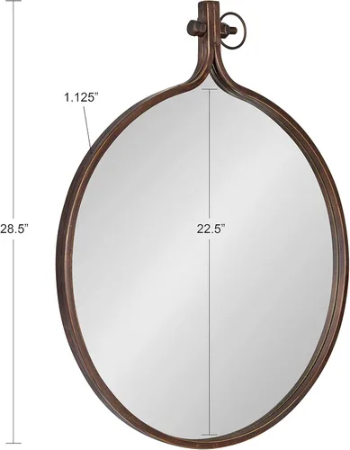 Vista 8 de Kate and Laurel Yitro - Espejo redondo de metal para pared, 23.5 x 28.5, bronce, decoración de pared de granja para cualquier habitación