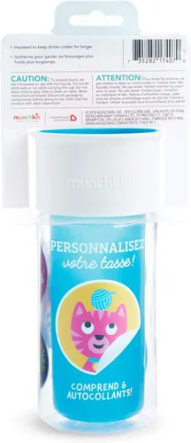 Vista 9 de Munchkin® Miracle® 360 - Vaso para beber con aislamiento, incluye calcomanías para personalizar la taza, 9 onzas, azul