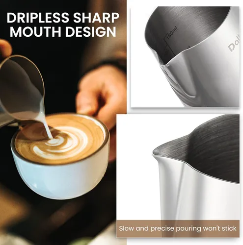 Vista 4 de Dailyart Jarra de espuma de leche pequeña 6.8oz/200ml taza de vapor