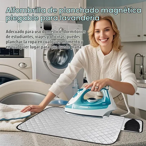 Vista 5 de Tapete de planchar magnético, tabla de planchar portátil para mesa, hogar, lavandería, viajes, oficina, caravana
