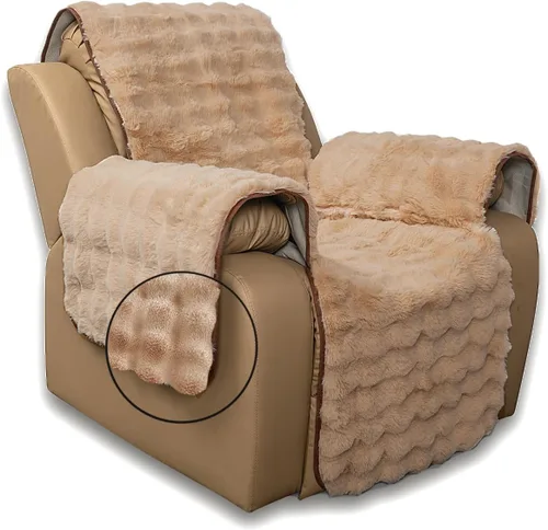 Vista 28 de Funda de sofá de felpa y pelo Shaggy, funda de sofá de imitación de piel para perros, funda impermeable antideslizante, protector de muebles