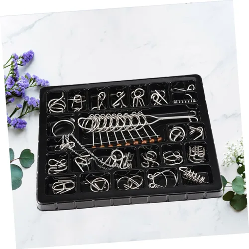 Vista 3 de Rompecabezas chino de 25 piezas de anillo chino desbloquear anillo de alambre rompecabezas rompecabezas rompecabezas de alambre chino rompecabezas