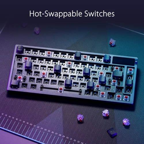 Vista 45 de ASUS Teclado mecánico inalámbrico ROG Azoth para juegos, 75% TKL, conectividad trimodo, interruptores lineales ROG NX Snow prelubricados Blanco