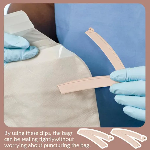 Vista 4 de 15 clips para bolsas de ostomía – Abrazaderas de bolsa drenables a prueba de fugas para cuidado de colostomía/ileostomía, barras de sellado