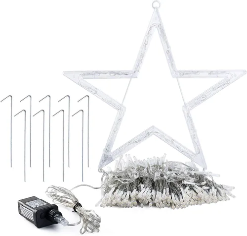 Vista 8 de GIGALUMI Decoraciones de Navidad al aire libre, 344 luces LED de Navidad en cascada para patio, luces de decoración de árbol de Navidad, luces