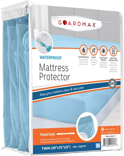 Guardmax Protector de Colchón de Punto Jersey Tamaño Twin - Cubierta de Colchón Impermeable y Resistente a Ácaros del Polvo con Bolsillos