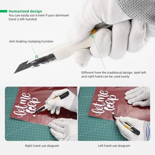 Vista 3 de FOSHIO Cuchillo de manualidades para arte, manualidades, fabricación de modelos, cuchillo utilitario retráctil con bloqueo automático con 10