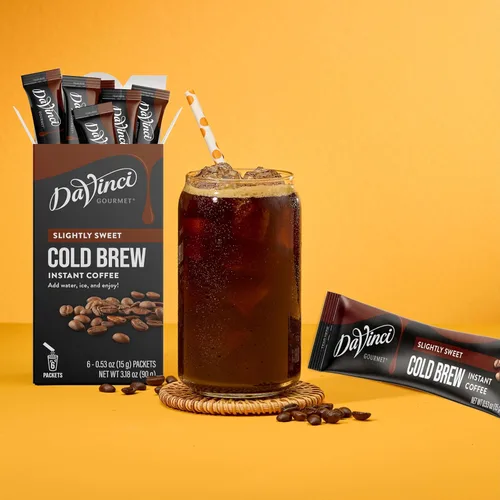 Vista 9 de DaVinci Gourmet Slightly Sweet Cold Brew Stick Pack, café instantáneo en polvo, 6 unidades (paquete de 1)