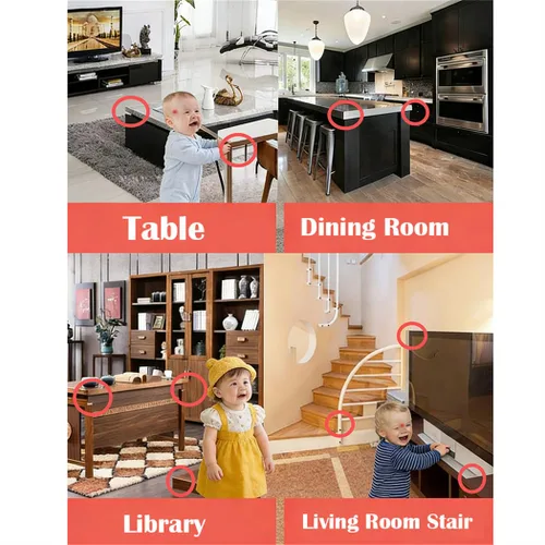 Vista 3 de Paquete de 12 protectores de esquinas suaves para bordes y esquinas a prueba de bebés, parachoques de seguridad para muebles para mesa, chimenea