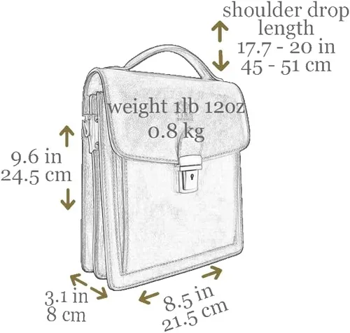 Vista 6 de Maletín pequeño de cuero para hombre, bolso cruzado - Resistencia al tiempo
