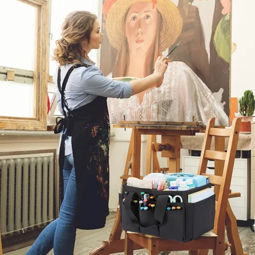 Vista 4 de Bolsa Tote para Manualidades, Organizador de Arte, Caddy de Suministros de Limpieza, Bolsa de Transporte con Asa para Múltiples Propósitos, Caddy