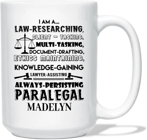 Vista 16 de Taza de café blanca paralegal personalizada de 11 onzas, 15 onzas, "A Truly Great Paralegal Is Hard To Find Difficult To Part With And Impossible To