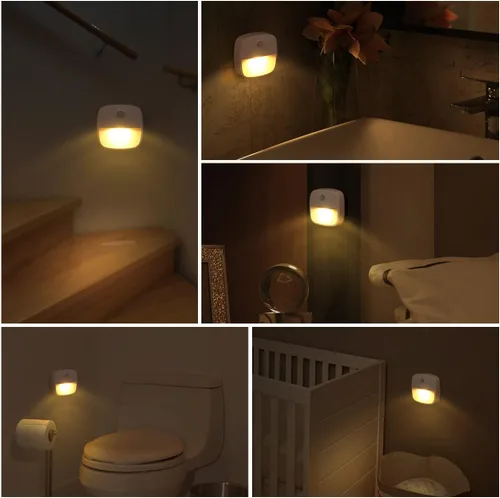 Vista 2 de AMIR Luz con sensor de movimiento mejorada para interiores, luces de escalera, funciona con pilas, luz nocturna LED inalámbrica adhesiva