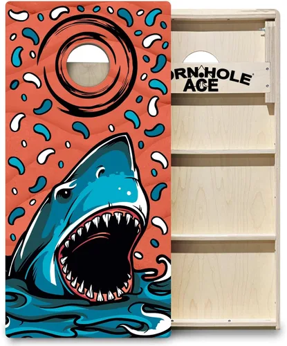 Vista 8 de CornholeAce ACE PRO Tablas de Cornhole profesionales con temática de playa, sin rebote. Patas triples anchas, madera contrachapada de abedul báltico