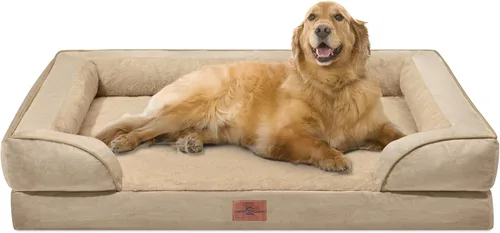 Vista 233 de Comfort Expression Cama ortopédica para perros extra grandes de 45 x 35 pulgadas, cama para mascotas XL de espuma tipo caja de huevos impermeable
