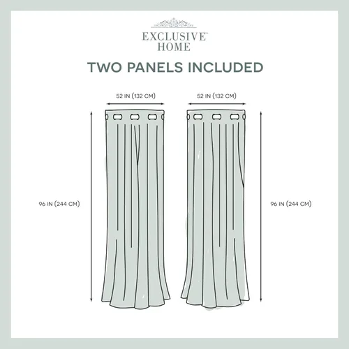 Vista 6 de Exclusive Home Curtains Par de paneles de cortina de ventana de sarga cepillada antigua Shantung con ojales en la parte superior, 52 x 96 pulgadas