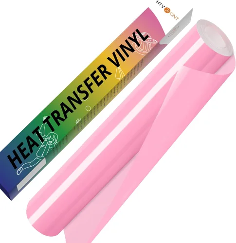 HTVRONT Rollo de vinilo HTV rosa - 30,5 cm x 3,05 metros Rosa bebé, vinilo para planchar para todas las máquinas de corte y Silhouette Cameo, rollos