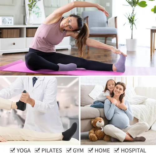 Vista 6 de deefly Calcetines de yoga para mujer, calcetines de pilates antideslizantes sin engrosar