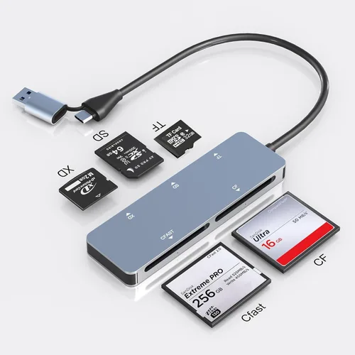 CFast - Lector de tarjetas CFast2.0 USB C CFast2.0 de 5 Gbps CFast/SD/Micro SD/XD/Flash compacto, lee 5 tarjetas simultáneamente, tarjeta Sony XD