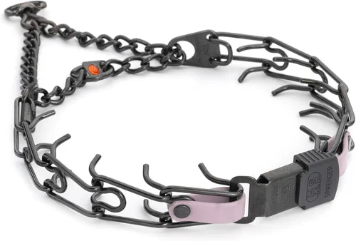 Vista 17 de Collar para Perro Herm Sprenger de Acero Inoxidable Negro con Hebilla de Liberación Rápida ClicLock y Inserción de Biothane Collar de Entrenamiento