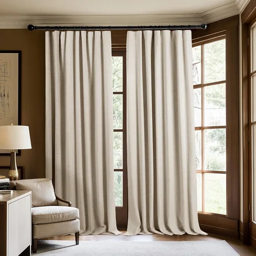 Vista 8 de Cortinas 100% opacas de 96 pulgadas de largo, mezcla de lino, para dormitorio, bolsillo para barra, pestaña trasera, juego de cortinas opacas