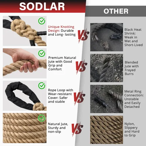 Vista 2 de Climbing Rope Gym Workout - 10FT 15FT 20FT 25FT 30FT 35FT Heavy Duty Jute Thick Ropes for Adults Strength Training Outdoor Tree Swing Indoor Home