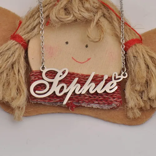 Vista 4 de HUAN XUN Collar personalizado con cualquier nombre para mujeres y niñas en oro y plata