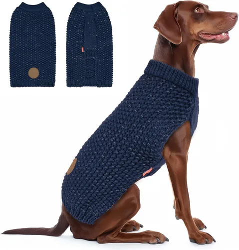 Vista 27 de KYEESE Suéter para Perro con Agujero para Correa para Perros Pequeños Machos Suéter Cálido con Hilo Reflectante Tejido Suave Ropa para Perros Machos